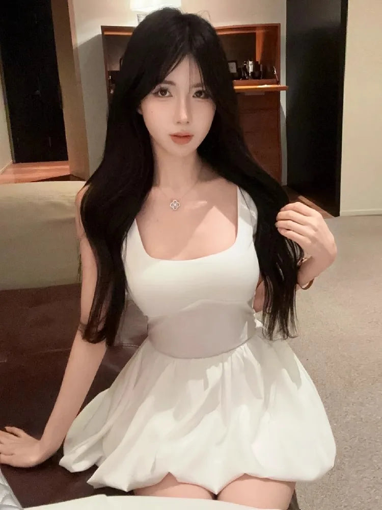 Lunivop  Woman Dress Fashion Sexy Square Collar Sleeveless Slim Summer New Bud Mini Dresses Party Female Clubwear Elegant