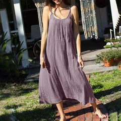 Lunivop  Casual Muslin 100% Cotton Gauze Dresse Summer Women's Loose Sleeveless Backless Streetwear Female Chic Dress Vestidos Long Robe