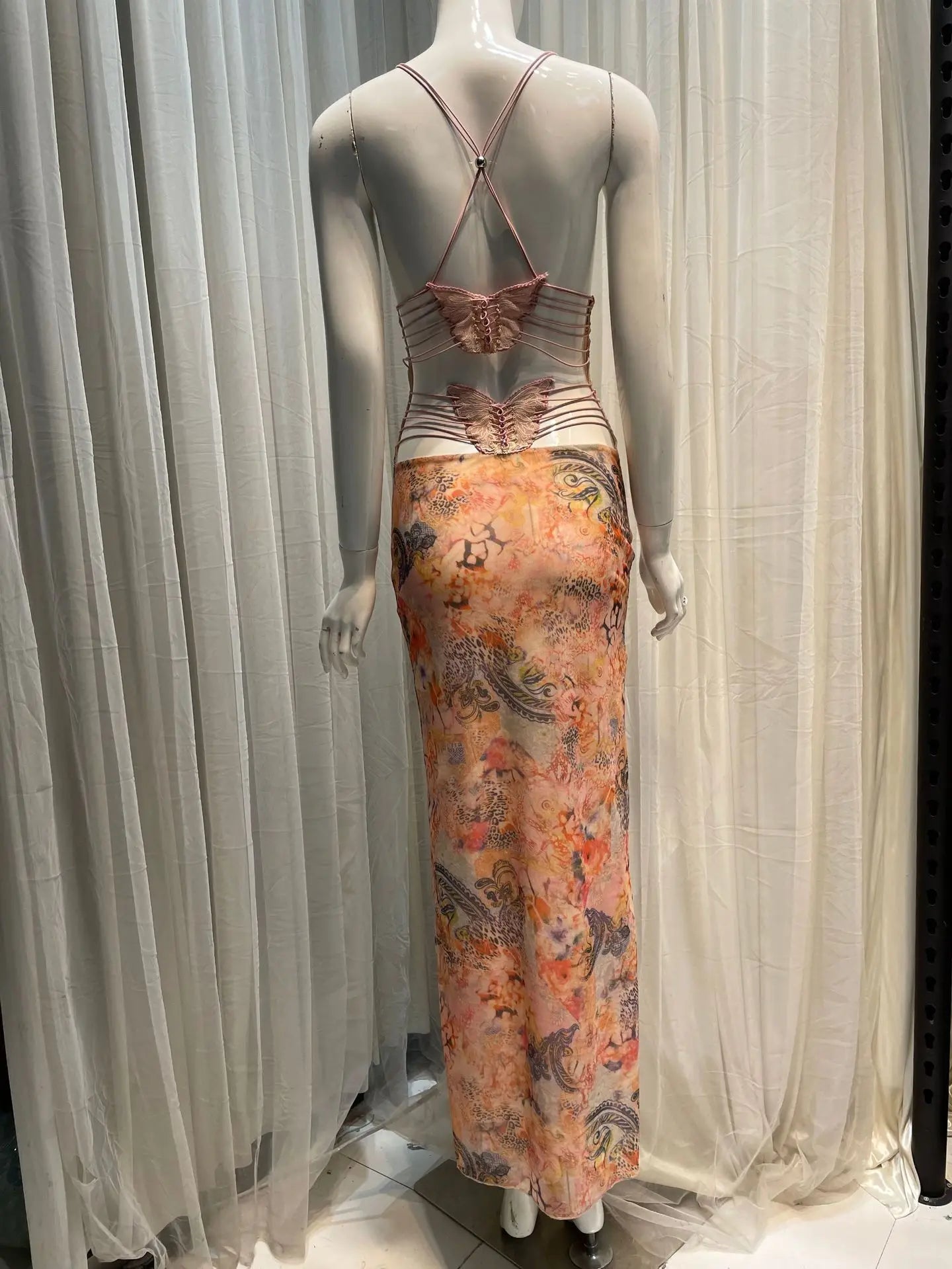 Lunivop Fashion Women Dress Sleeveless V Neck Backless Butterfly Female Summer Beach Vacation Party Dresses New Tide