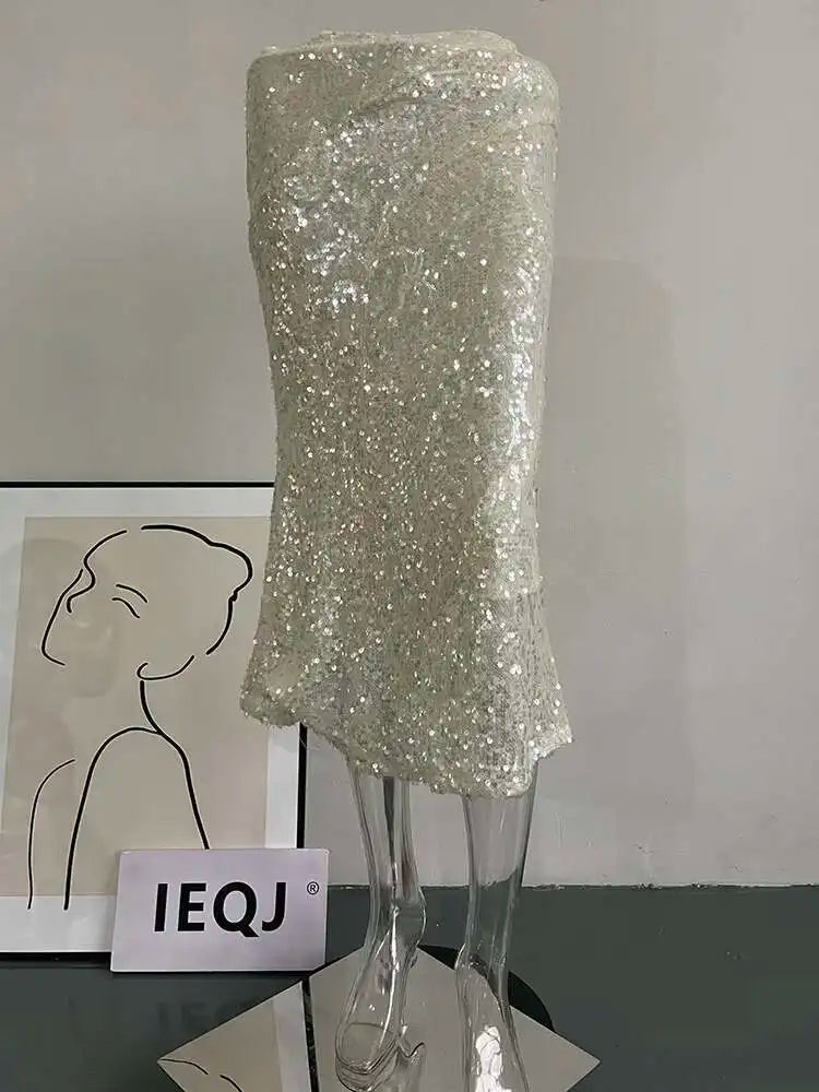 Lunivop Elegant Sequins Design Sense Skirt A-line Slim High Waist Party Fishtail Skirts For Women 2025 New Spring Clothing