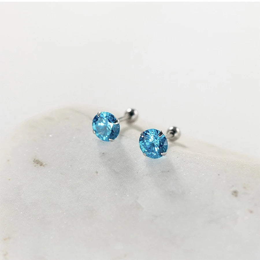 Lunivop New Fashion Simple Bling Blue Zircon Stainless Steel Earrings for Women Niche Design Charms Studs Sweet Elegant Party Jewelry