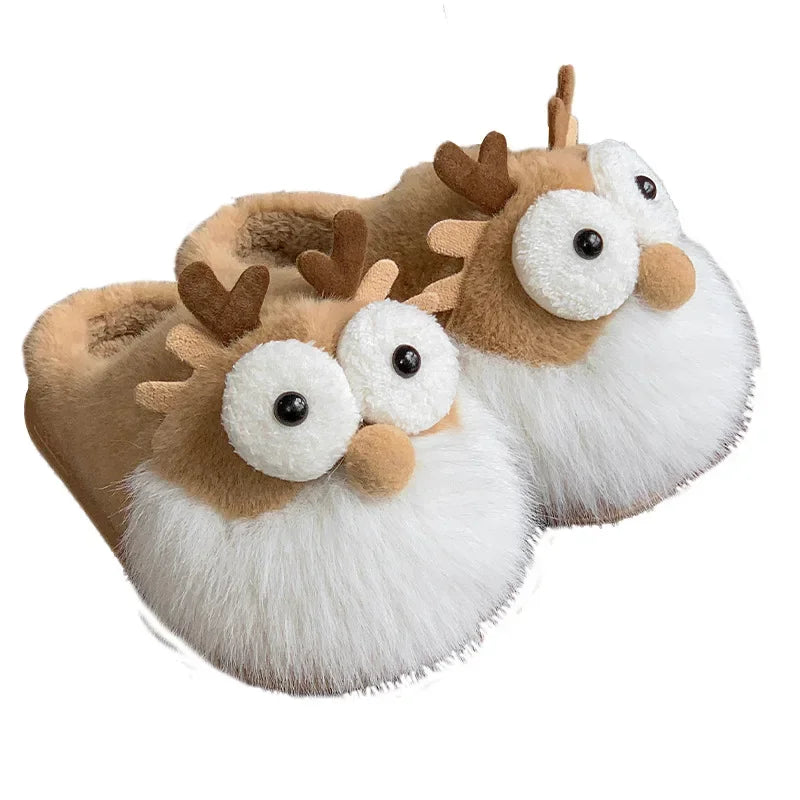 Lunivop Plush Home Slippers for Women Winter New Creative Cute Christmas Cotton Slippers Ladies Faux Fur Slides Zapatos De Mujer