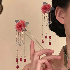 Lunivop  Flower Hair Stick For Women Elegant Waterdrop Shaped Tassel Hair Stick Cheongsam Hair Accessories Gift