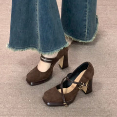 Lunivop  Vintage Thick High Women Mary Jane Shoes Banquet Party Buckle Strap Pumps New Spring Autumn Women's Elegant Dress Shoes