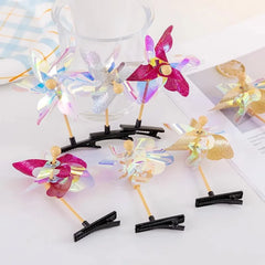Lunivop  5pcs Women's Multicolor Windmill Hair Clips Cute And Sweet Windmill Plastic Hairpin For Graduations Kindergartens Festival Pins