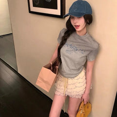 Lunivop Sweet Fairycore Cake Skirts Women Kawaii Korean Style Ruffle Mini Skirt Elegant Casual High Waist Mesh Layered Skirt