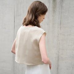 Lunivop  Vintage 100% Linen Women Tank Tops Summer Sleeveless V-neck Casual Loose Chic Fashion High Street White Female Vest with Pockets