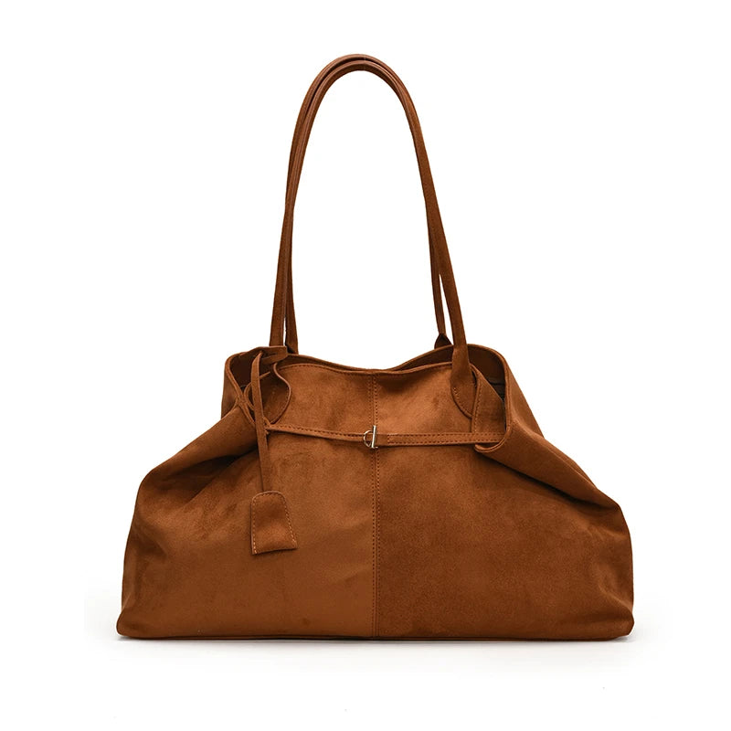 Lunivop  Large Capacity Faux Suede Shoulder Bags Solid Simple Big Handbags Women Elegant Retro Female Bags New In Casual Totes