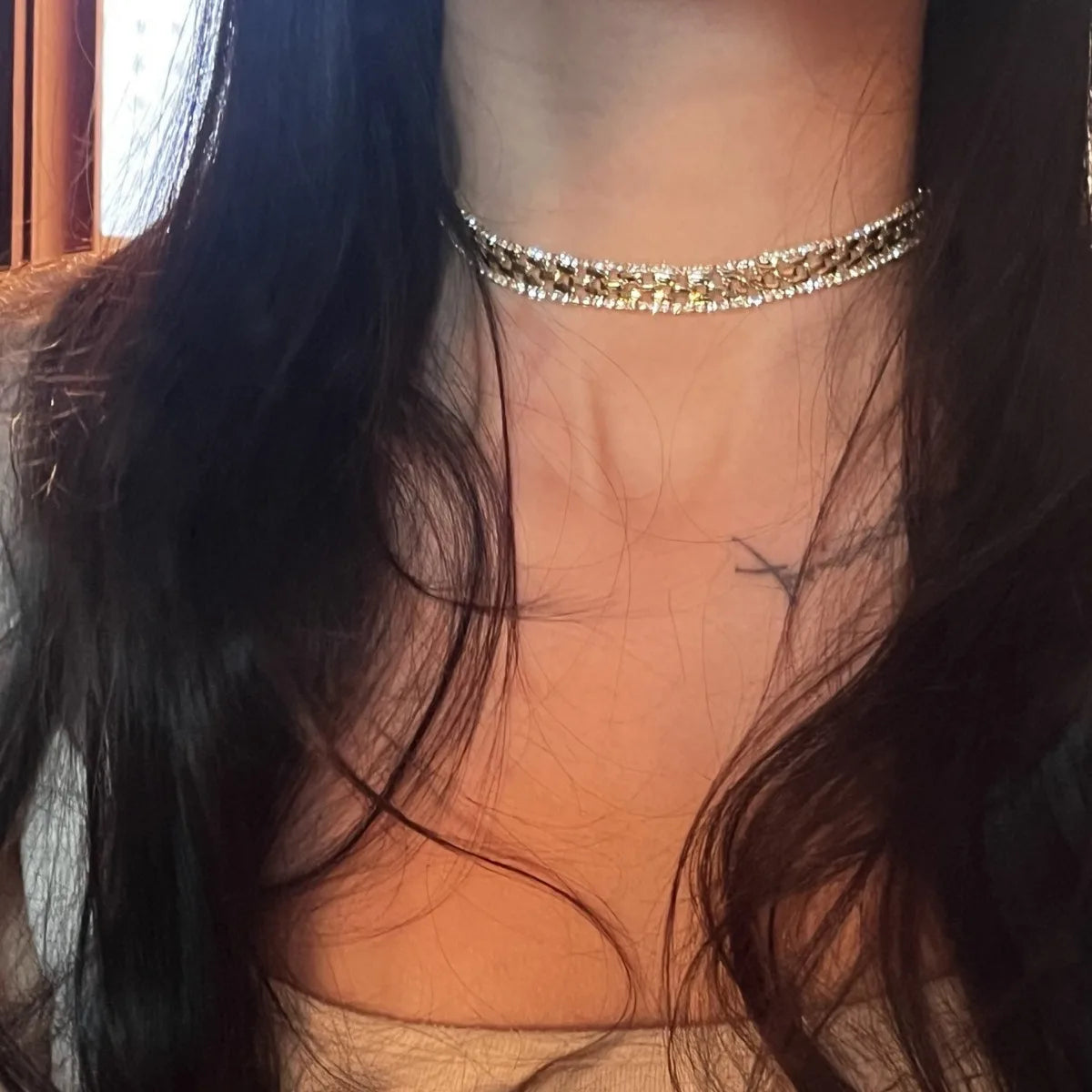 Lunivop Geometric Rhinestones Square Chain Necklace for Women Vintage Crystal Hollow Out Clavicle Link Aesthetic Neck Jewelry New