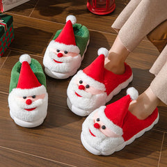 Lunivop Winter Christmas Slippers Santa Claus Fluffy Slippers Soft Warm Plush Cushion Slides Men Women Home Cotton Slippers