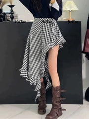 Lunivop  Sexy Irregular Y2K Long Skirt Women Slim High Waist Streetwear Skirts Vintage Korean Design Harajuku Summer A Line Skirt