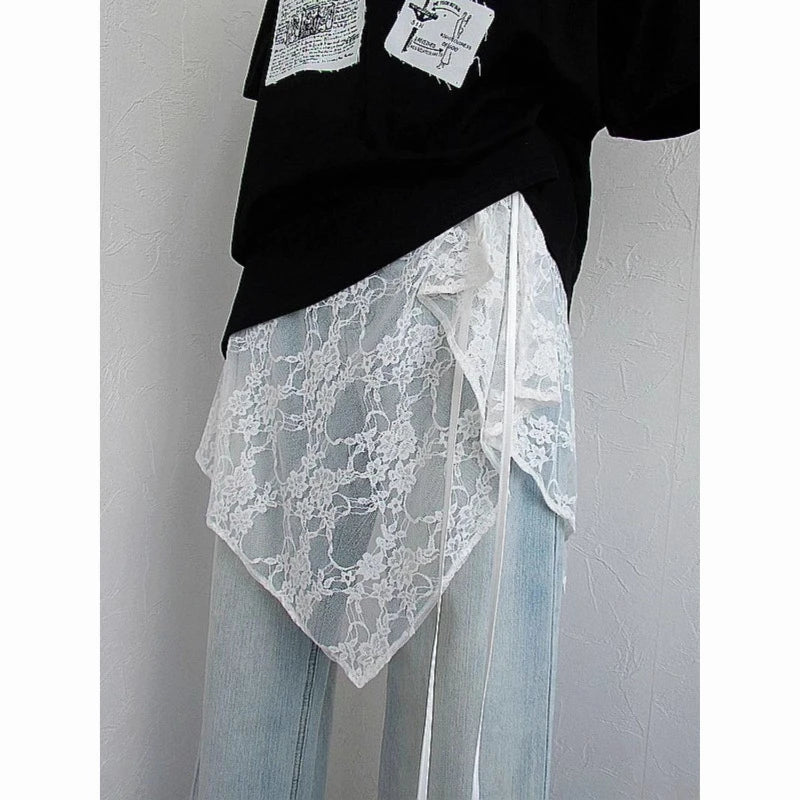 Lunivop Korean Style Irregular Skirt Women Sweet Lace Up Black Short Skirts Elegant Fashion Solid Streetwear Fart Curtain Skirt