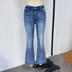 Lunivop  Y2K Vintage Flare Jeans for Women Sexy Low Rise Slim Fit Stretch Washed Denim Pants Harajuku Streetwear Wide Leg Jean Trousers