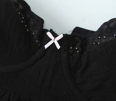 Lunivop  Sexy Black Spliced Embroidery Lace Bra Corset style Sling Dress Women Cross Lacing Up Back Backless Short Dresses Robe Holiday