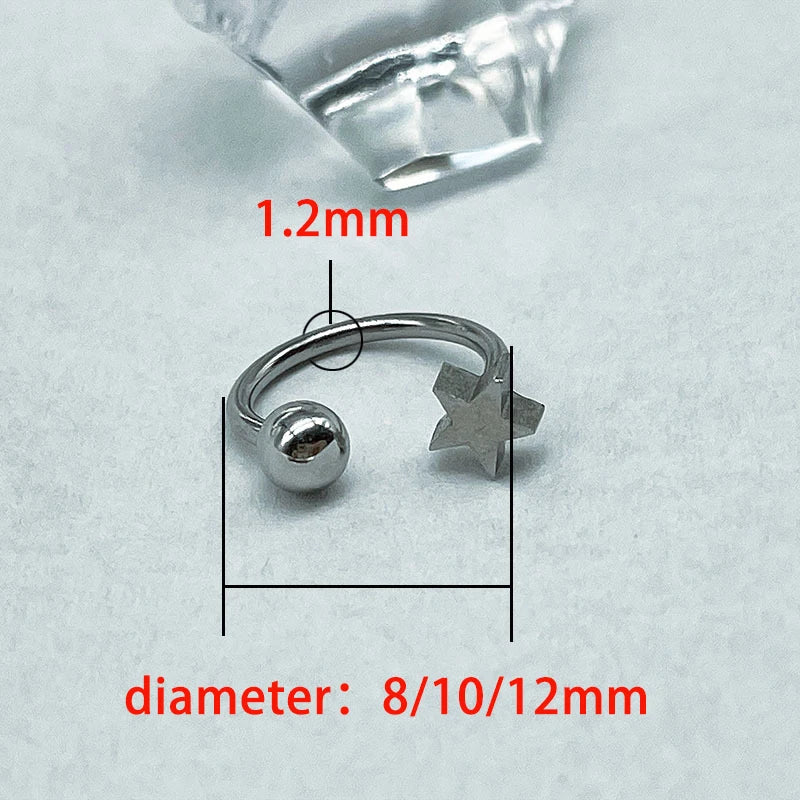 Lunivop 1PC Stainless Steel C-Shaped Lip Ring For Women Men Silver Color Star Punk Daith Septum Labret Piercing Body Jewelry Gifts