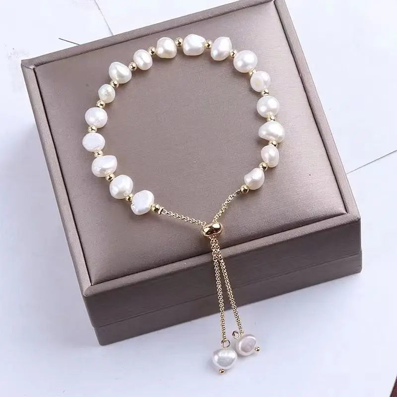 Lunivop New Arrival Trendy Natural Freshwater Pearl & Jade Stone 14K Gold Filled Female Jewelry Set For Women Necklace Bracelet Gifts