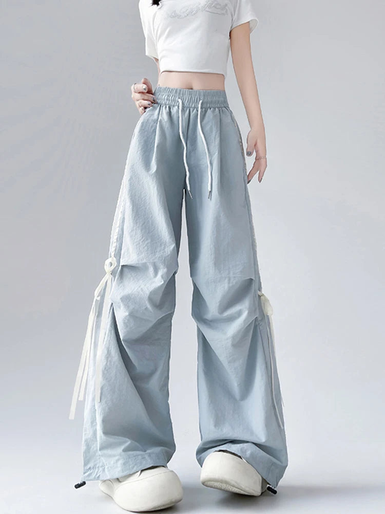 Lunivop  Dopamine Women Summer Pants Fashion Striped Bow Loose Multicolor Cargo Pants Casual Bf Ladies Trousers New