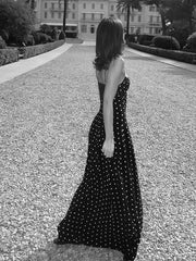 Lunivop Sexy Polka Dot Print Sling Long Dress Women Elegant V-neck Sleeveless Backless Female Party Dresses Summer Lady Streetwear