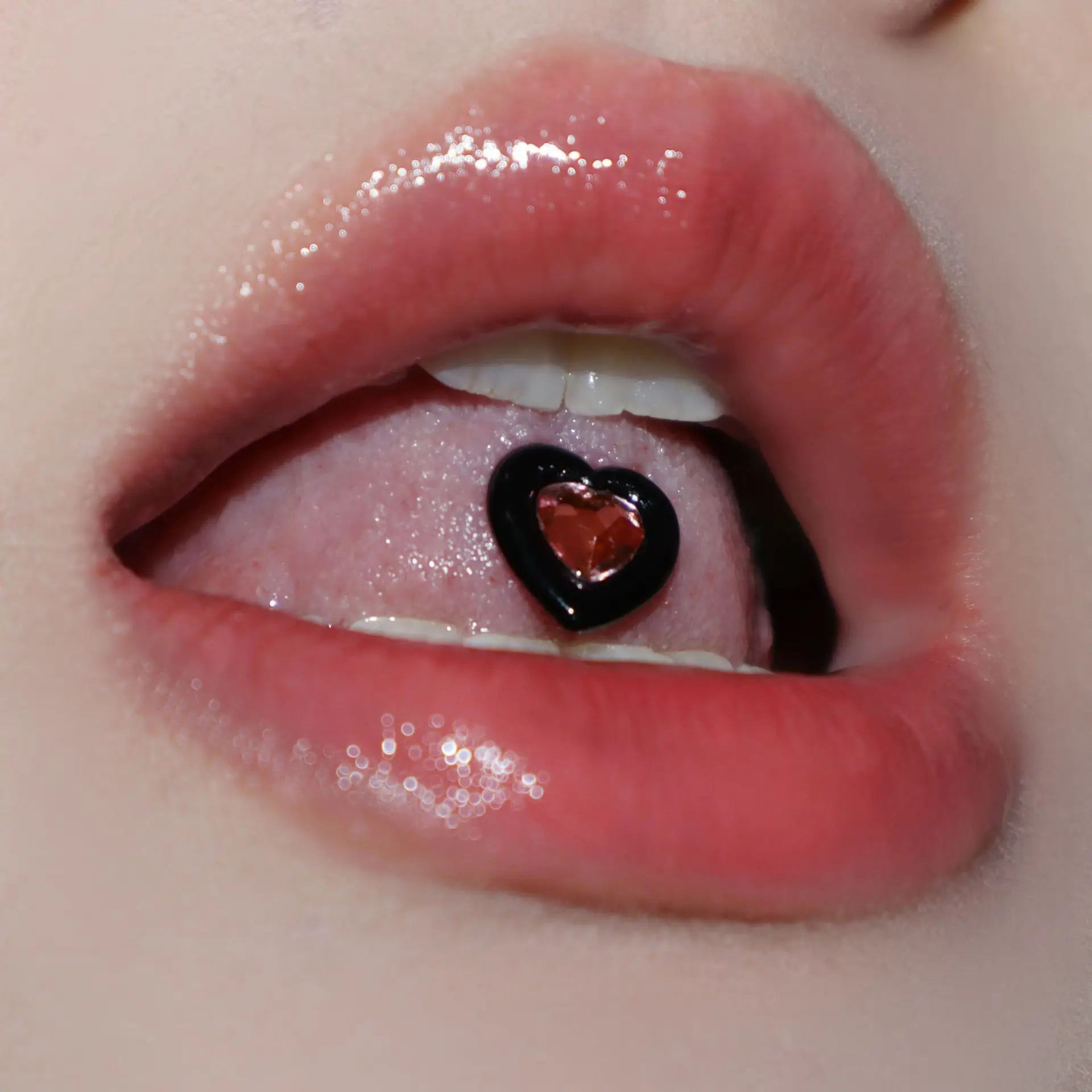 Lunivop Women Love Studs Tongue Piercing Peach Heart Pink Black Barball Lingual Rings Girl Sweet Earrings Stud Piercing Party Jewelry