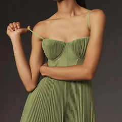 Lunivop  Female Hollow Backless Bridesmaid Dress Spring High Street Solid Girdling Pleat Long Dress Elegant Women Solid Tube Tops Dress