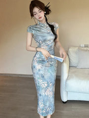 Lunivop  Korean Vintage Floral Festival Party Dress Summer Elegant Bodycon Sexy Long Dress Women Fashion Suitable Dresses on Request