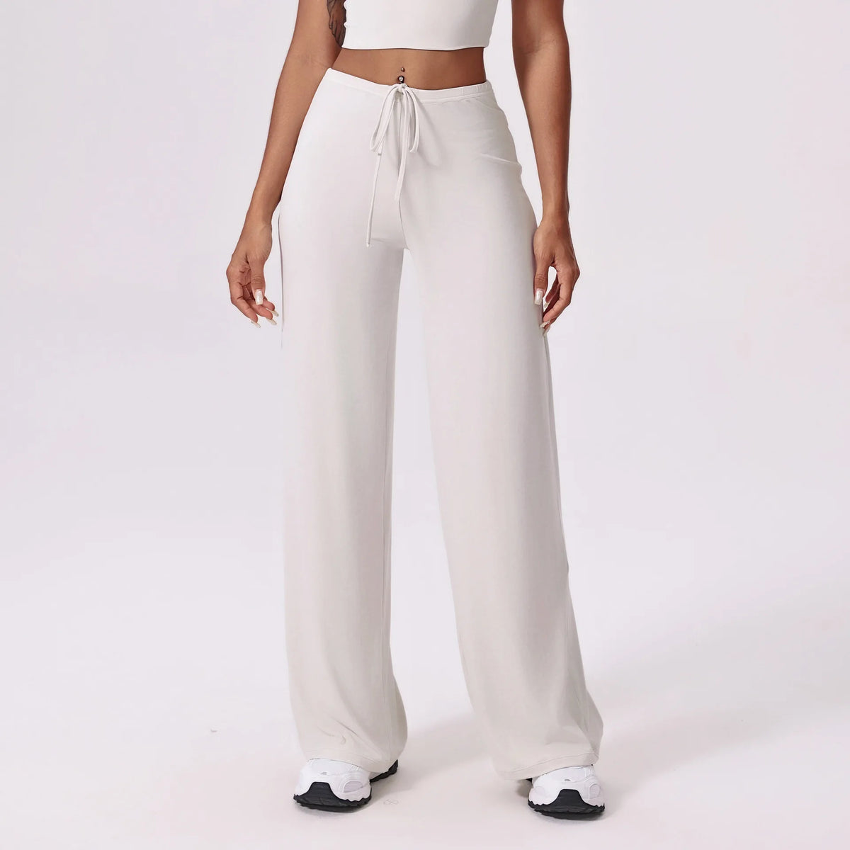 Lunivop  Activewear Women Wide Leg Pants Casual Cotton Yoga Pants With Pockets High Waist Drawstring Baggy Sweatpants Flare Leggings