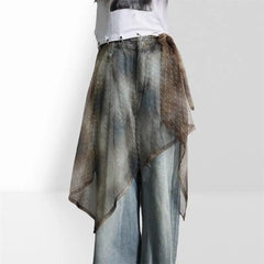Lunivop  Layering Mesh Vintage Spice Girls Skirt One-piece Print All-match Casual Slim Faldas Sweet Fresh Irregular Fart Curtain