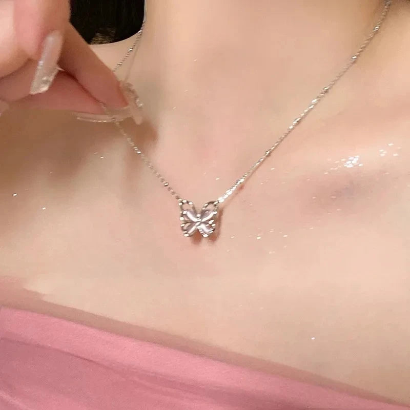 Lunivop Goth Harajuku Cute Pink Cross Heart Bowknot Cat Moon Pendant Chain 90s Aesthetic Necklace Kpop Girl EMO Y2k Grunge Accessories