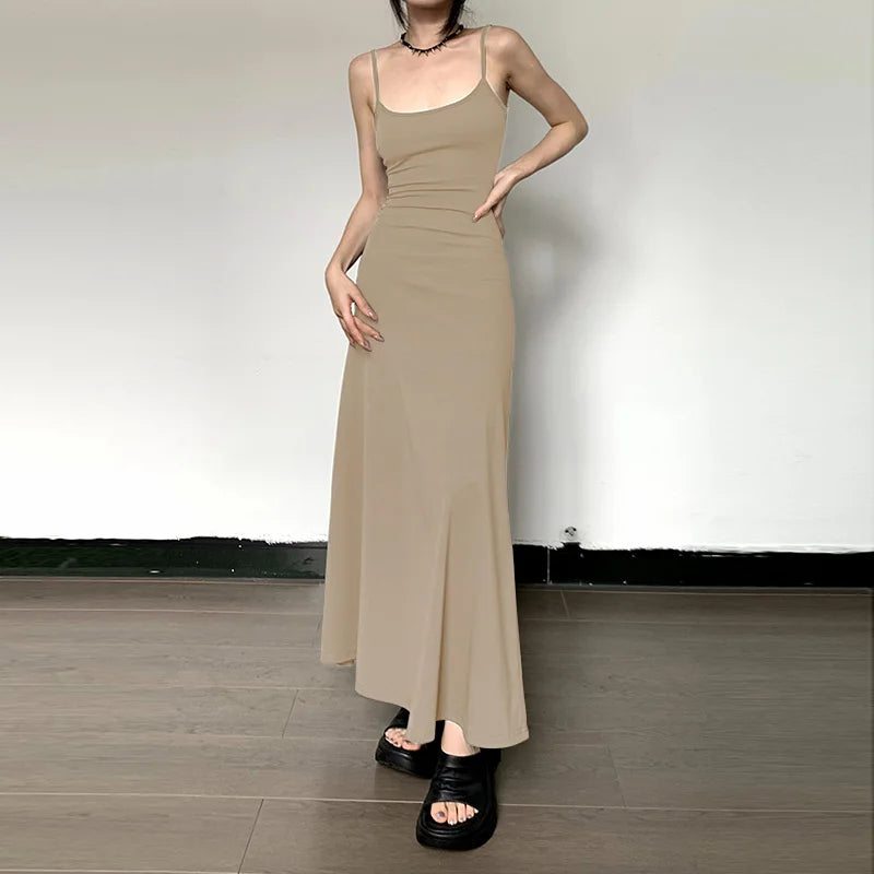 Lunivop Casual Solid Sling Slim Y2k  Dress Streetwear Holiday Party Korean Fashion Sexy Spring Summer Women Outfit