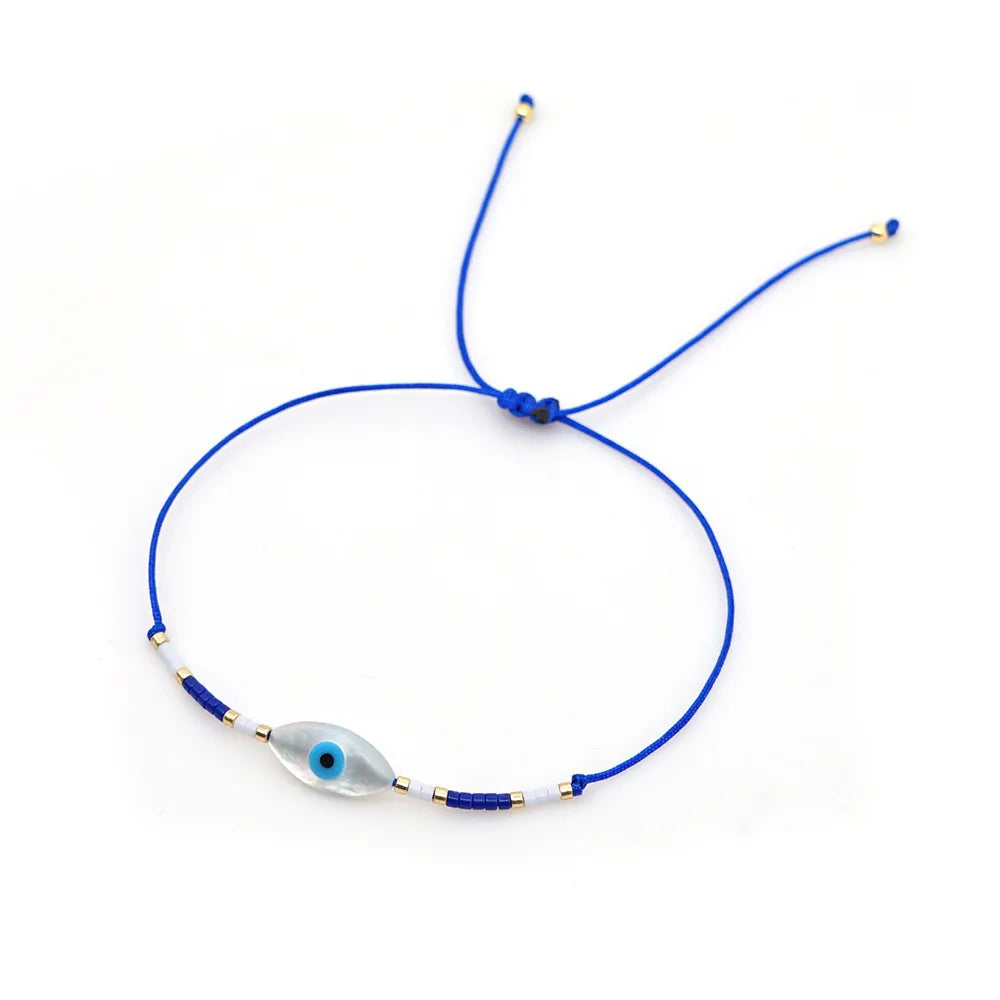 Lunivop Bohemia Lucky Evil Eye Shell Beaded Weaving Bracelet for Women Stacked Bead Bracelet Summer Beach Party Jewelry Gift