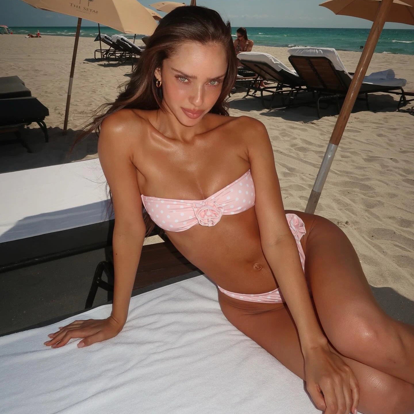 Lunivop   2Pcs Pink Dot Swimsuit Sexy Women Bikini Push Up Swimwear 2025 Bandeau Biquini Female Flower Bathing Suit Bodysuit Beach Outfit