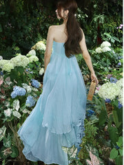 Lunivop  Sweet Halter Birthday Party Dress French Style Off Shoulder Backless Ruffles Evening Dresses Summer A-line Vestidos Robe Clothes