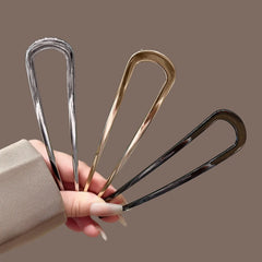 Lunivop  U-Shaped Hair Fork Fashion Hairpin Black Color Metal Hairpin Geometric Design Headwear Hair Sticks Women Girls