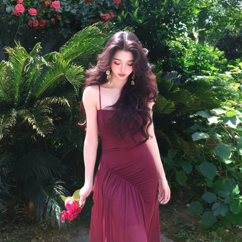 Lunivop  Woman Dress Sexy Sleeveless Slash Neck Elegant Holiday Split Summer Fashion Vintage Sexy Ladies Dresses Female Chic