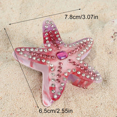 Lunivop  New Beach Starfish Hair Claw Luxury Blue Pink Rhinestone High-End Hair Clip Vacation Shark Clip Hairpin for Women Hair Accessory