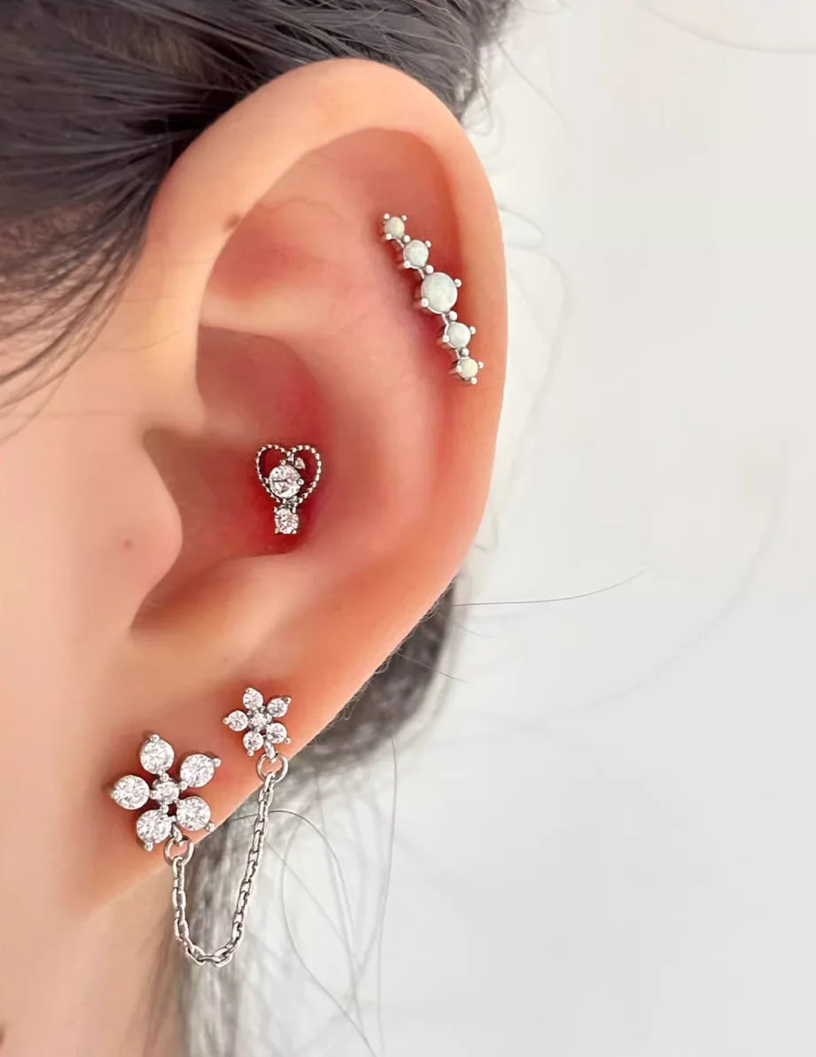 Lunivop Fashion Flower Cross Star Screw Back Stud Earrings for Women Girls Stainless Steel Gothic Cartilage Helix Ear Piercing Earrings