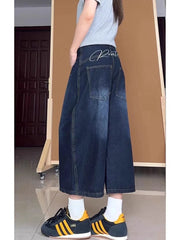 Lunivop  Loose High Waist Wide Leg Seven-Foot American Retro Denim Jeans Women's plus Size Spring Slim Straight Knife Middle Pants