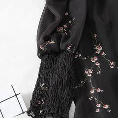 Lunivop  Women Sexy Black Chiffon Dress Spring Vintage Flower Long Puff Sleeve Dresses Korean Casual Mini Vestidos Elegant  Clothes