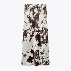 Lunivop   Animal Pattern Printed Midi Skirt Women Summer Fashion Belt  A-Line Long Skirt Vintage High Waist Female Chic Lady Skirts 2025