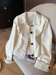 Lunivop Fashion Sweet Slim Denim Jacket Women Korean Long Sleeve Striped Patchwork Short Coat Fall Winter Female Chic Outwear Tops