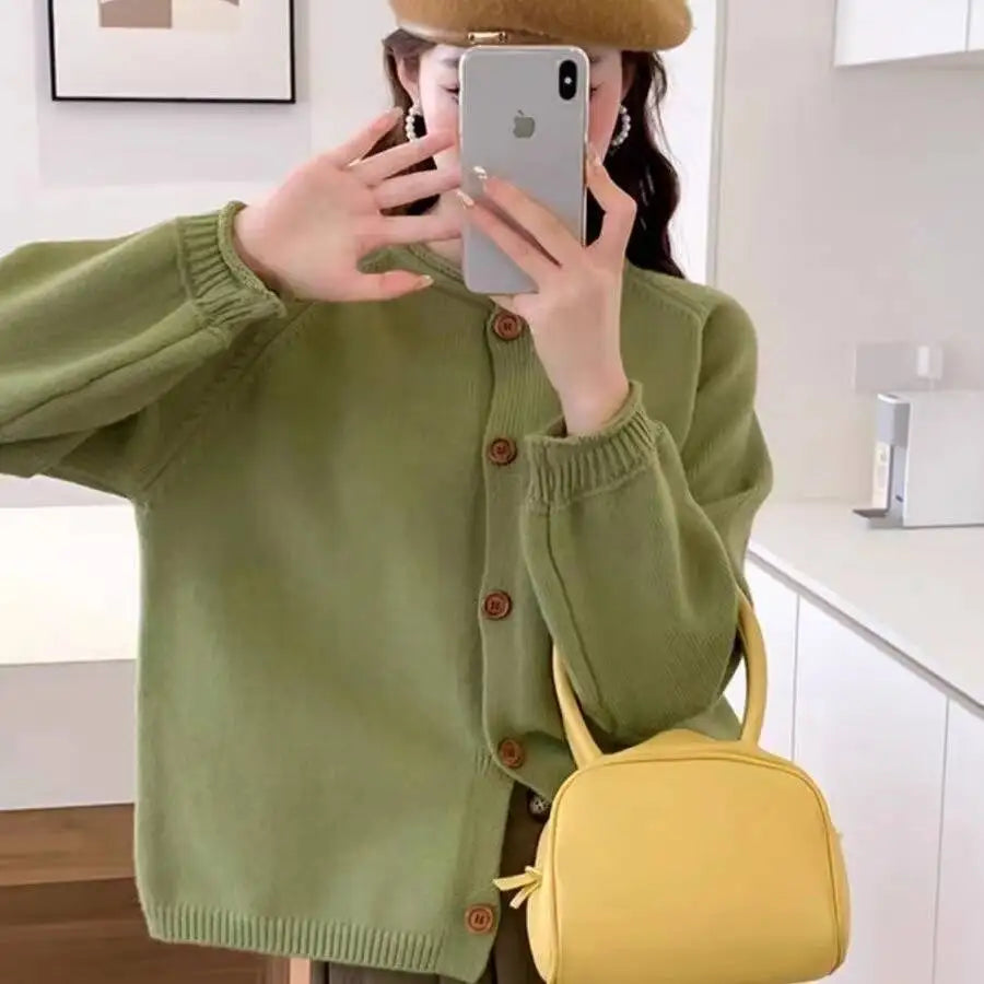 Lunivop Women Sweater Cardigan Soft Knitted Button-Down Long Sleeve Plain Sweater Jacket Top Fall Winter Korean Ladies Chic Outfit