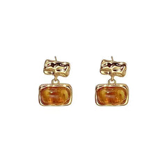 Lunivop Vintage Big Brown Hollow Out Square Drop Earrings for Women Wedding Party Classic Jewelry Geometry Metal Earrings