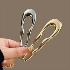 Lunivop  Fashion Metal U-Shaped Hair Sticks Fork For Women Girls Simple Gold Color Wave Geometric Hair Stick Headwear Hair Accessories