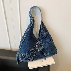 Lunivop  Spicy Girl Denim Cloth Tote Bag for Women New Large Capacity Fashionable Design Ins Versatile Shoulder Bags
