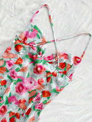 Lunivop  Womens Multicolor Watercolor Floral Spaghetti Strap Cross Back Mini Dress Summer Beach Vacation Casual Party Wear