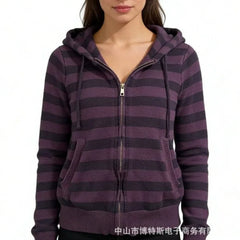 Lunivop  Women's Zip Up Color Block Hoodie Long Sleeve Regular Fit Pullover with Front Pocket Drawstring Hood Ribbed Cuff Hem Casual
