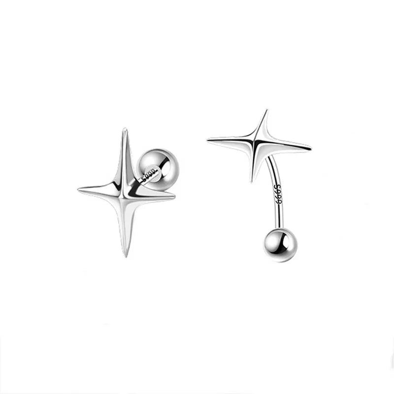 Lunivop Korean Trendy Simple Silvery Asterism Earrings for Women Exquisite Copper Studs Sweet Elegant Party Jewelry Friendship Gifts