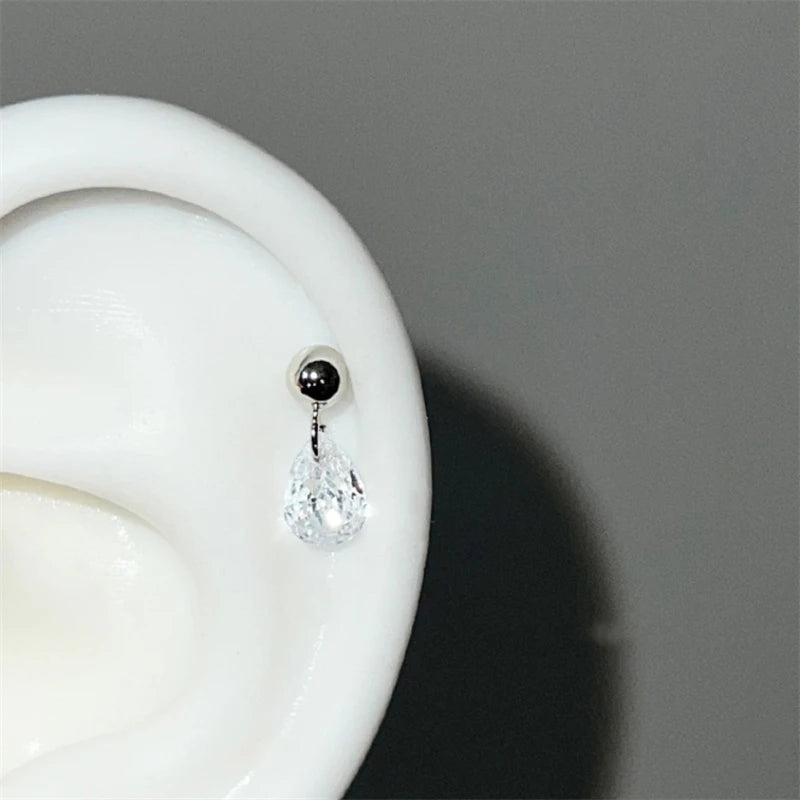 Lunivop 1PCS Love Heart Transparent Zircon Pendant Stainless Steel Ear Bone Nail New Trendy Screws Earrings Piercing Body Jewelry