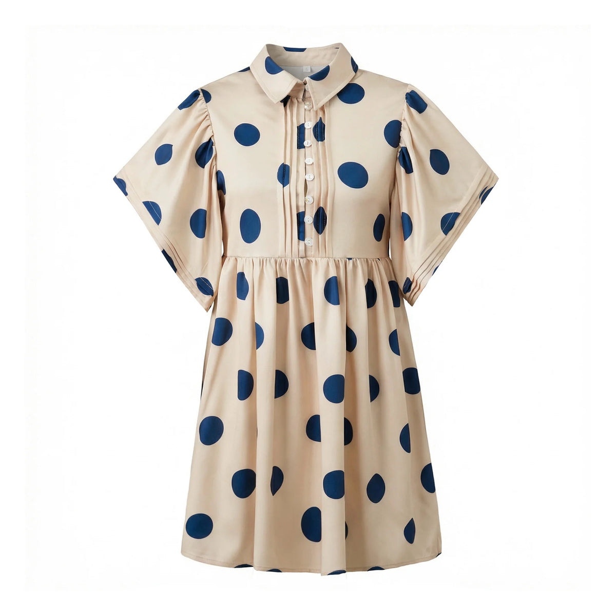 Lunivop  Sexy Mini Dress y2k Women Clothes Polka Dot Print Half Button Up Collared Ruffled Sleeve Loose Dress 2000s Streetwear