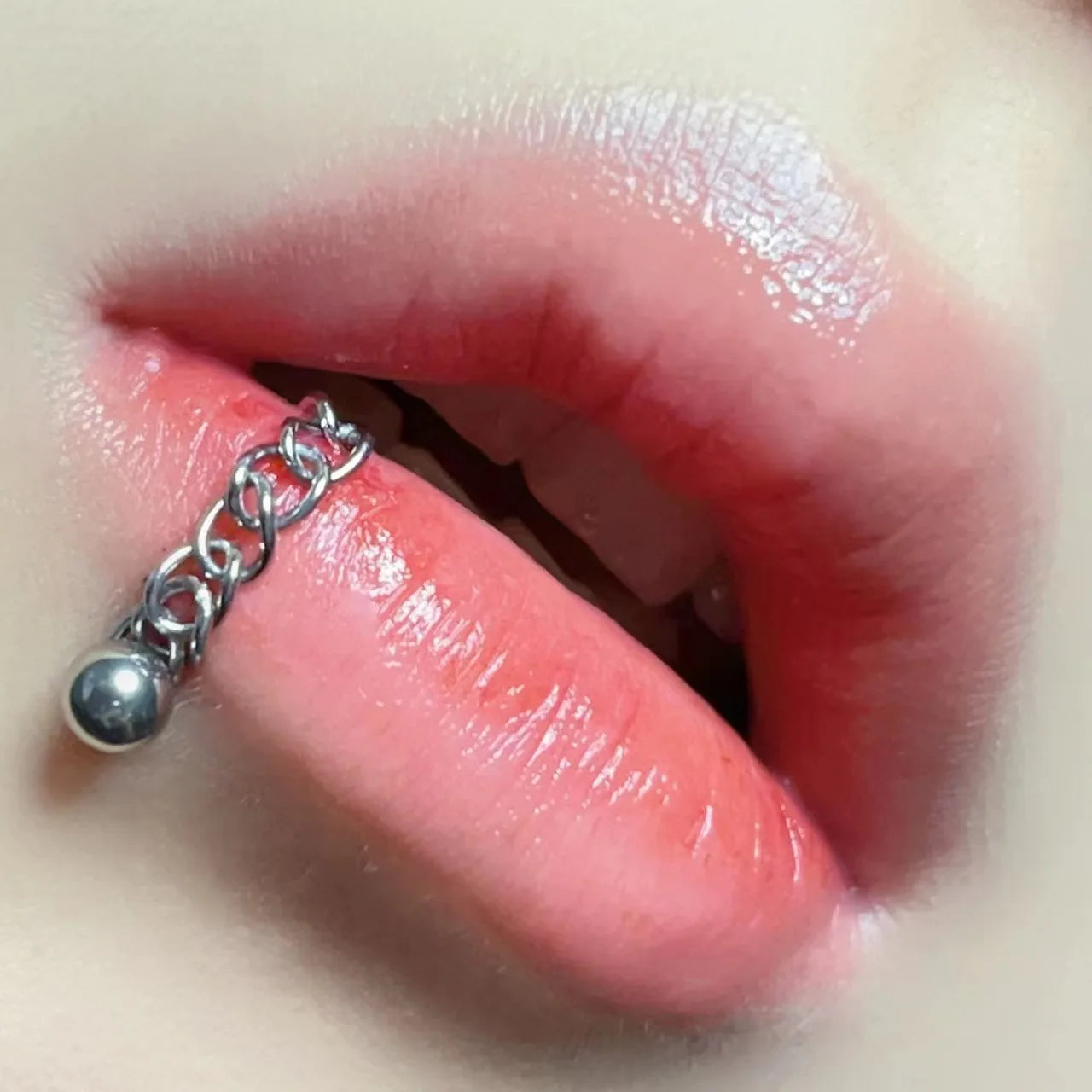 Lunivop Chain Lip Ring One Nail Dual Use Ins Men Women Titanium Steel Round Ball Pointed Conical Punk Labret Nail Piercing Wholesale